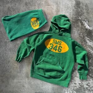 Vintage 60s Green & Yellow Hoodie & Sweatpants. Size XS. SMS 346
